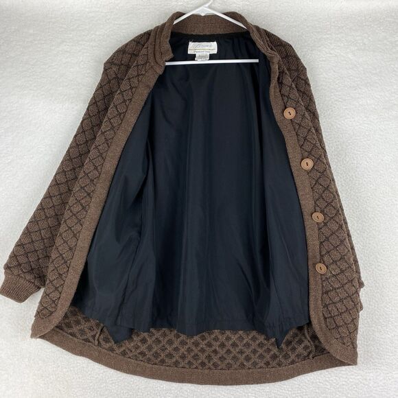 Vintage Lorens Punto Fino Sweater Womens XS/S Brown Cardigan Jacket Wool Blend - Picture 9 of 16